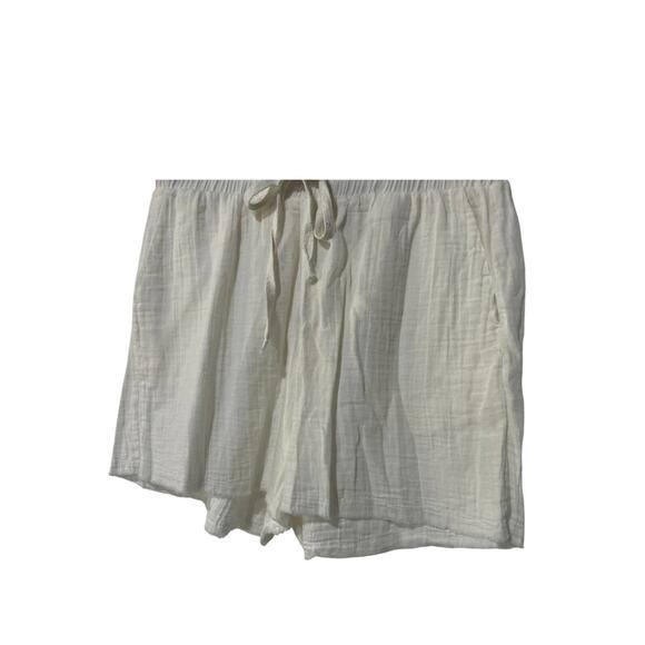 ELAN INTERNATIONAL WOMENS XLARGE DRAWSTRING COTTON GAUZE RAW HEM SHORT WHITE NEW - Picture 7 of 12